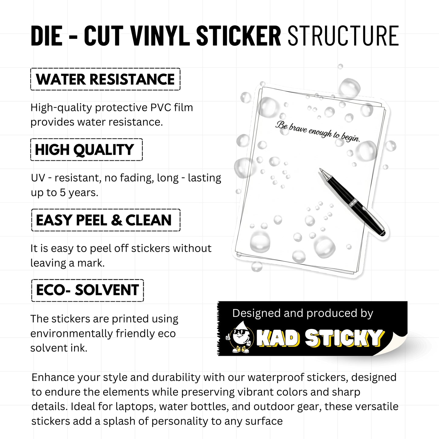 Inspirational Quote Sticker - Be Brave Enough To Begin Vinyl Decal