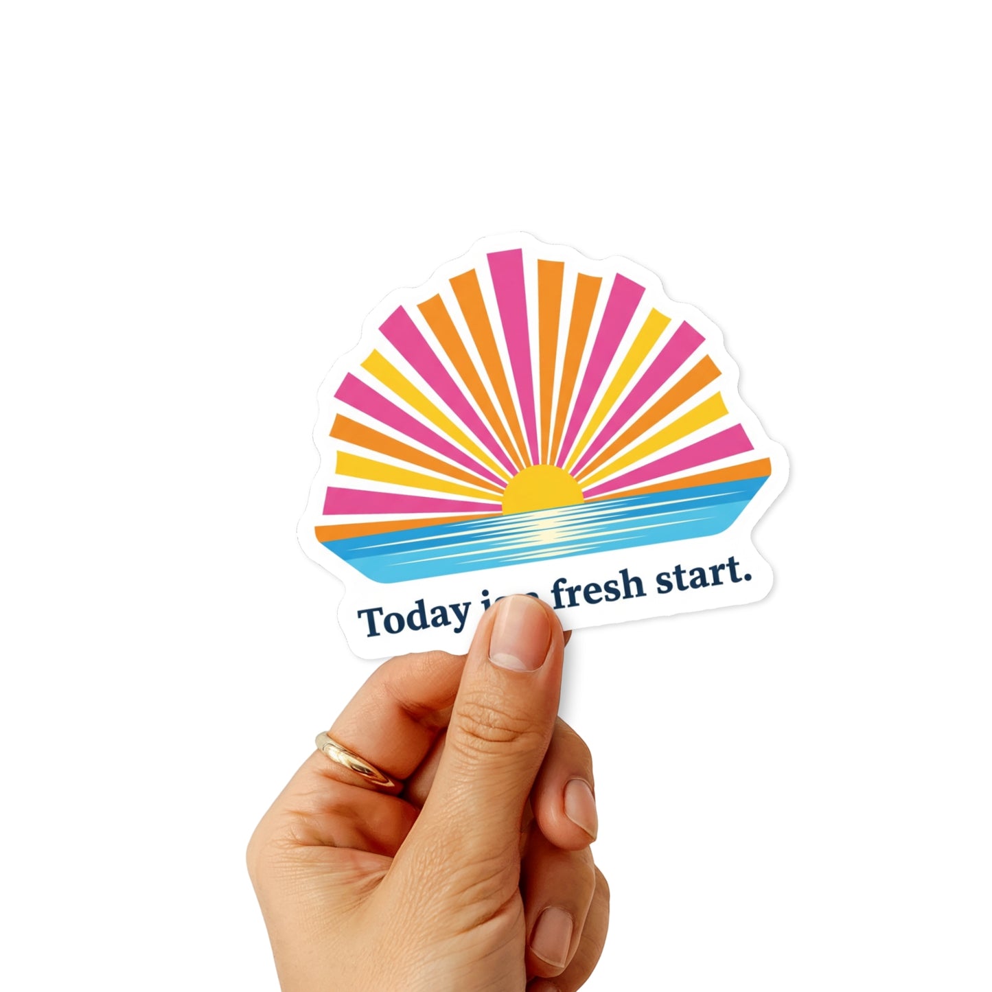 Inspirational Sunrise Sticker - Today is a Fresh Start Quote Decal