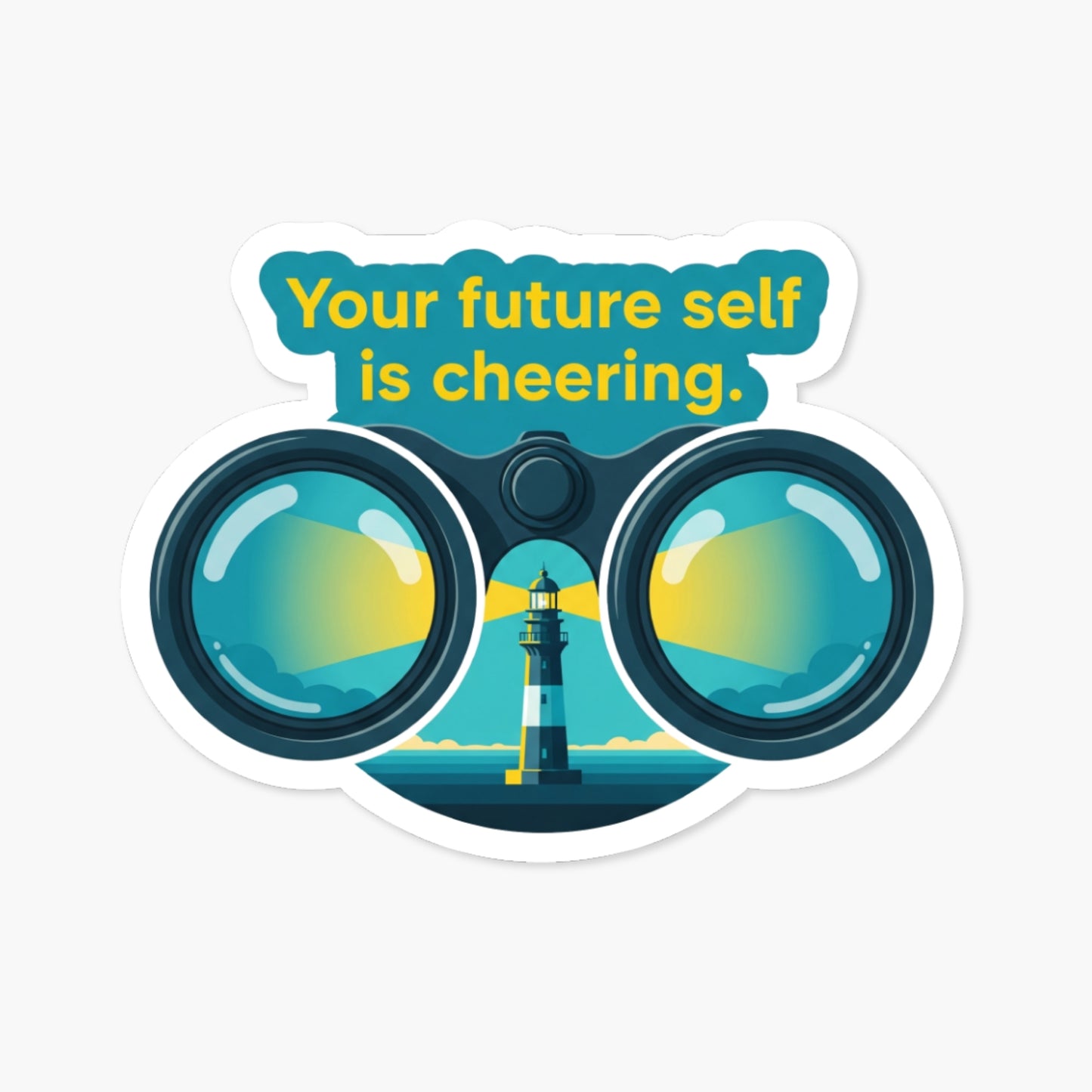 Inspirational Quote Sticker - Your Future Self Is Cheering Lighthouse