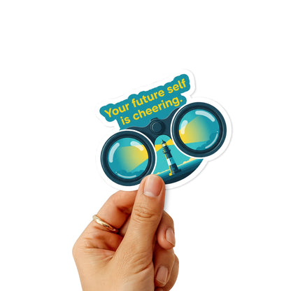 Inspirational Quote Sticker - Your Future Self Is Cheering Lighthouse