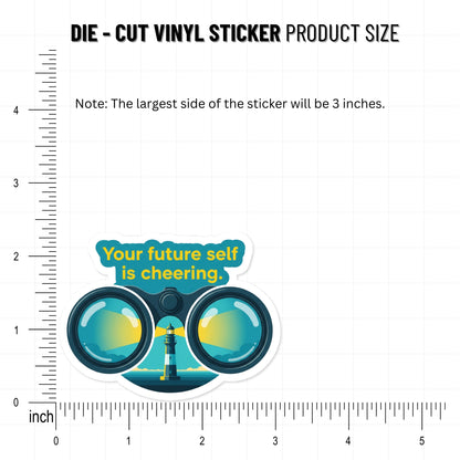 Inspirational Quote Sticker - Your Future Self Is Cheering Lighthouse