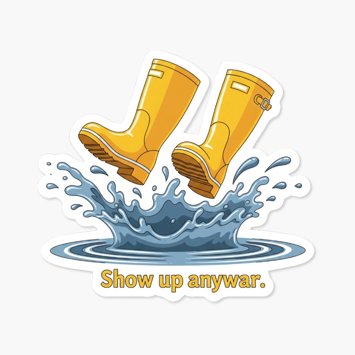 Inspirational Quote Sticker - Show Up Anyway Rain Boots Decal