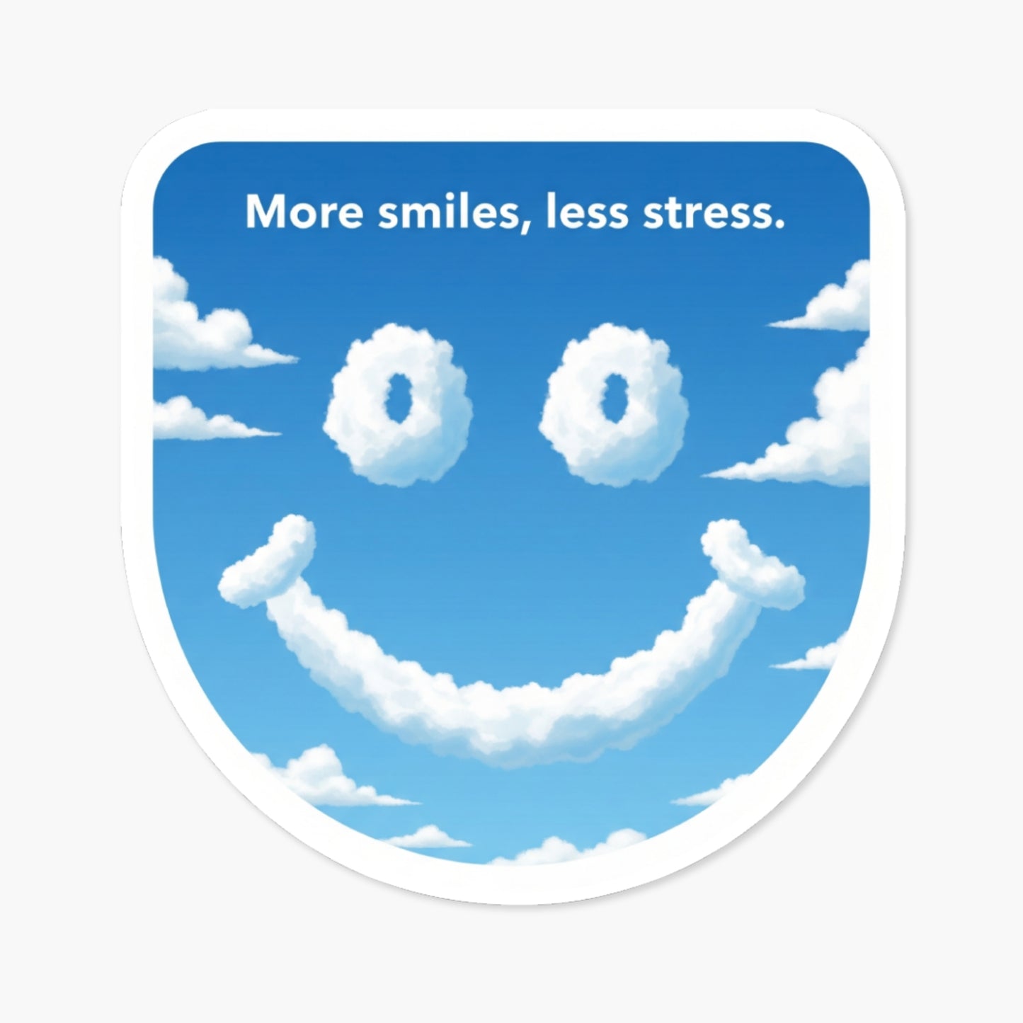 More Smiles Less Stress Positivity Sticker - Summer Sky Aesthetic