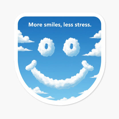 More Smiles Less Stress Positivity Sticker - Summer Sky Aesthetic