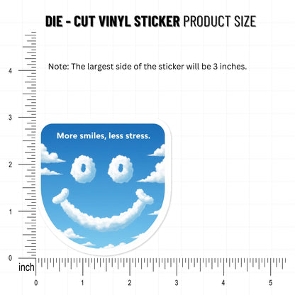 More Smiles Less Stress Positivity Sticker - Summer Sky Aesthetic