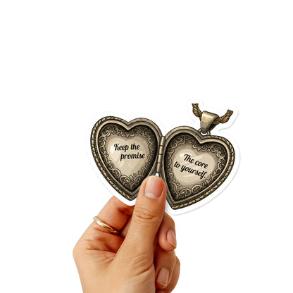 Keep The Promise To Yourself Affirmation Sticker - Vintage Gold Heart