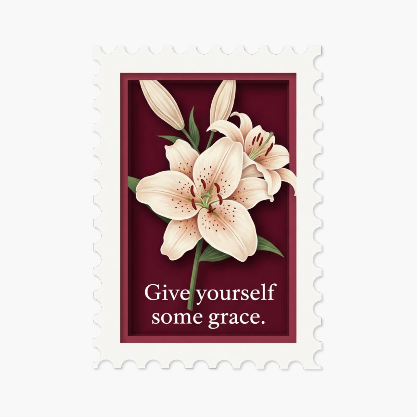 Give Yourself Some Grace Affirmation Sticker - Vintage Stamp Design