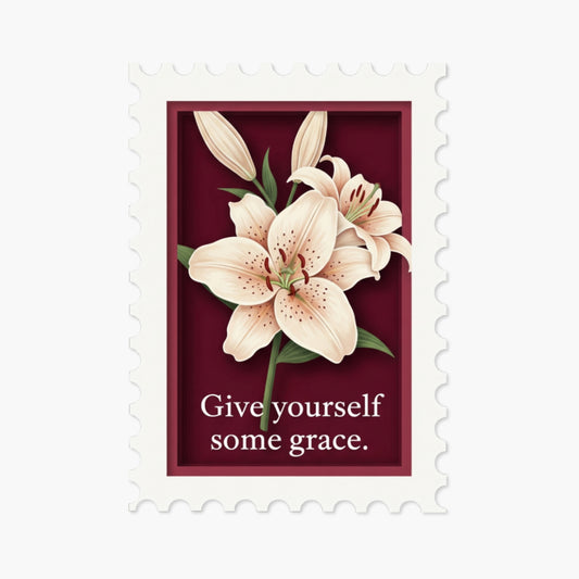 Give Yourself Some Grace Affirmation Sticker - Vintage Stamp Design