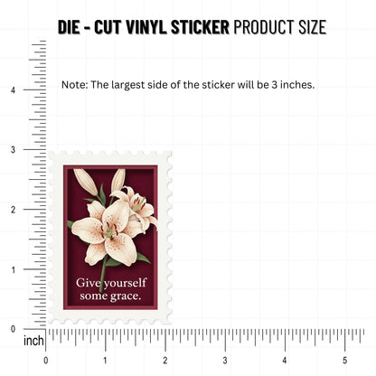 Give Yourself Some Grace Affirmation Sticker - Vintage Stamp Design