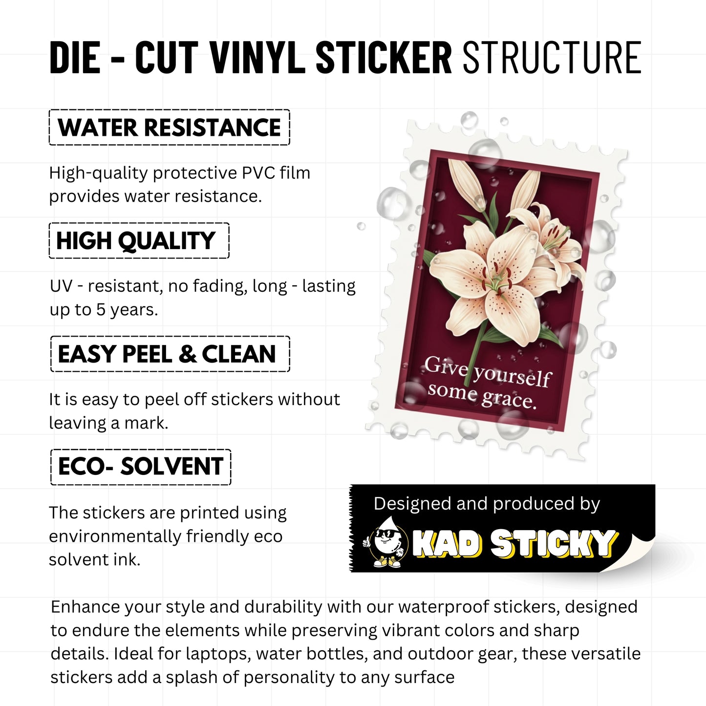 Give Yourself Some Grace Affirmation Sticker - Vintage Stamp Design