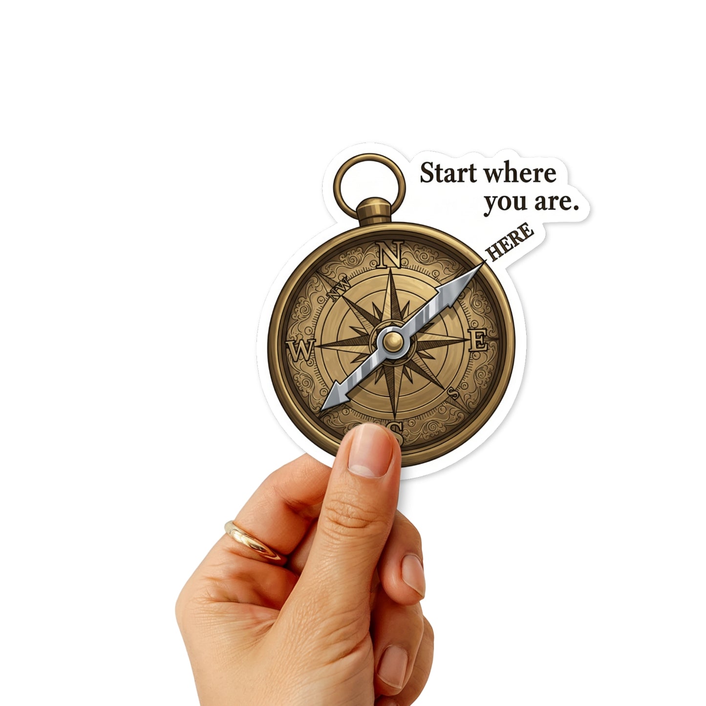 Start Where You Are Sticker - Vintage Compass Inspirational Decal