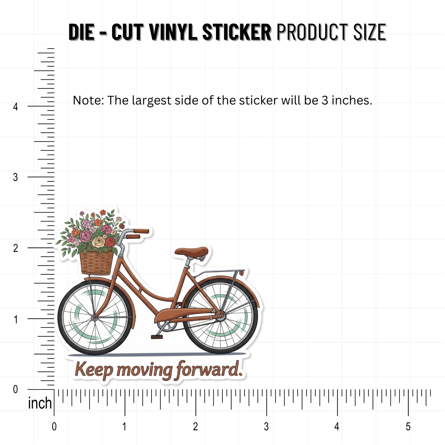 Keep Moving Forward Inspirational Quote Sticker - Vintage Bike Design