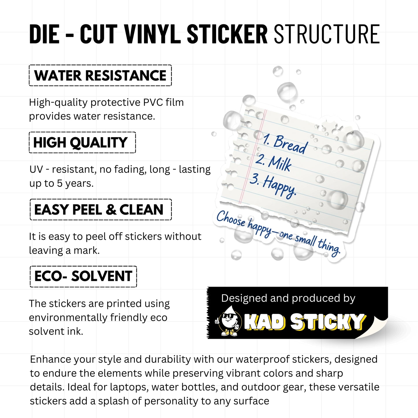 Inspirational Daily Reminder Sticker - Choose Happy Grocery List