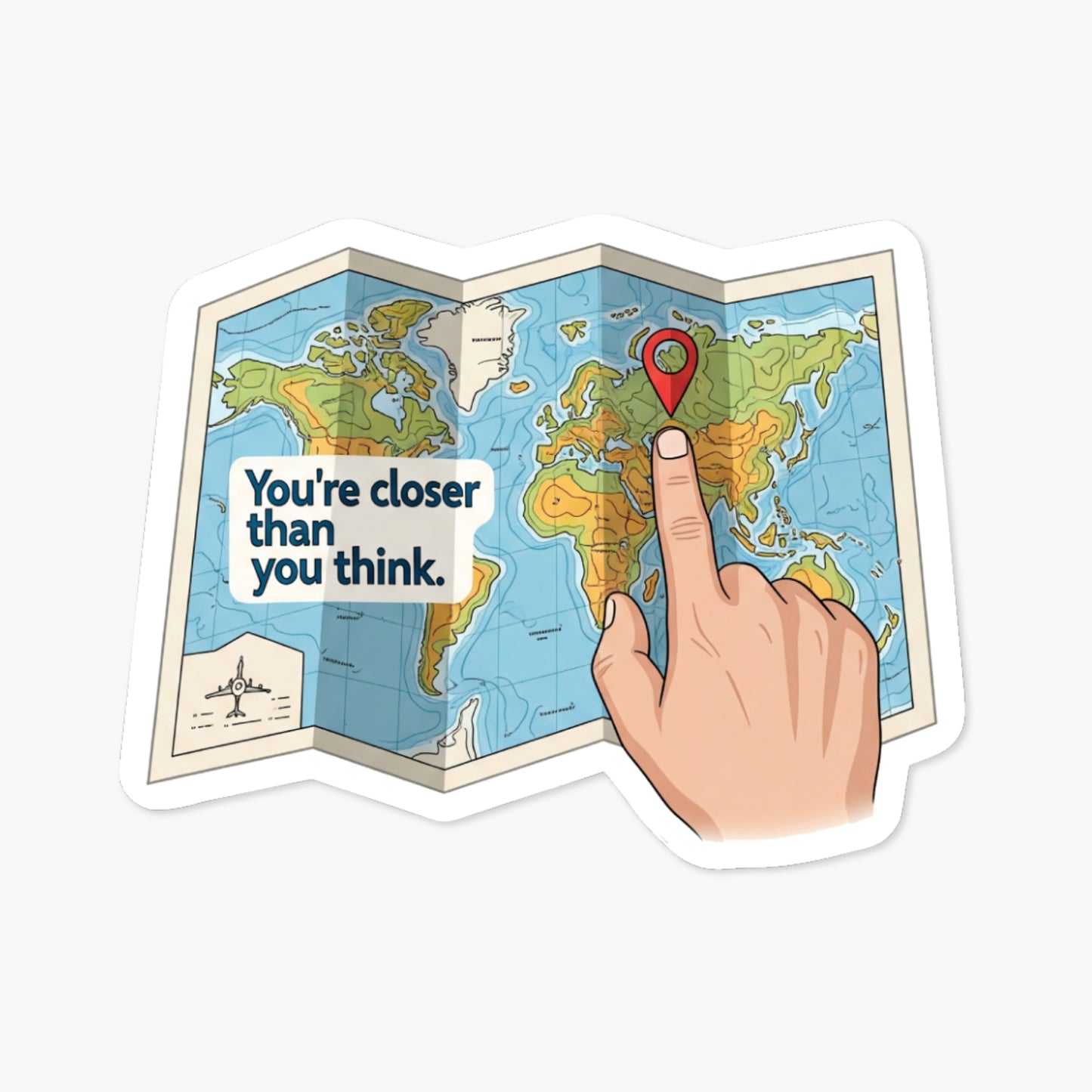 Uplifting Affirmation Sticker Youre Closer Than You Think Map Decal