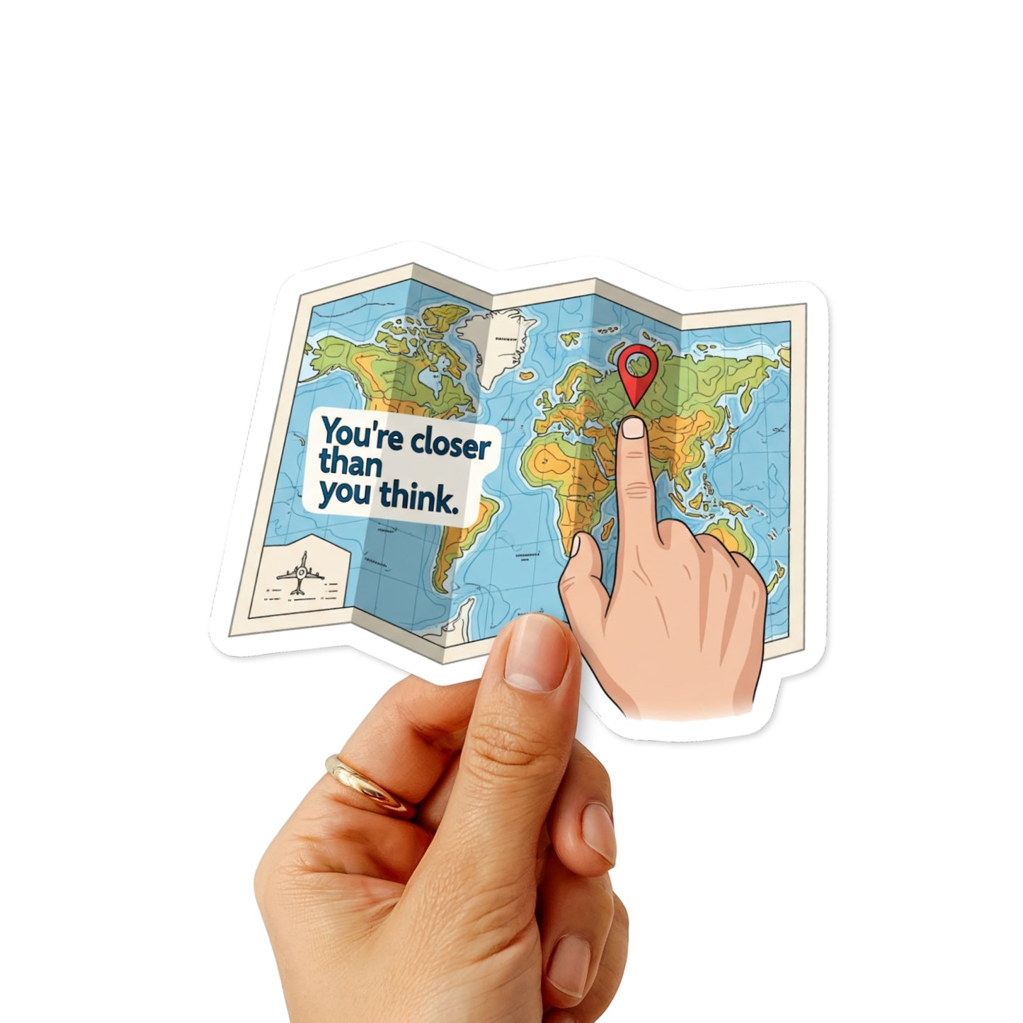 Uplifting Affirmation Sticker Youre Closer Than You Think Map Decal