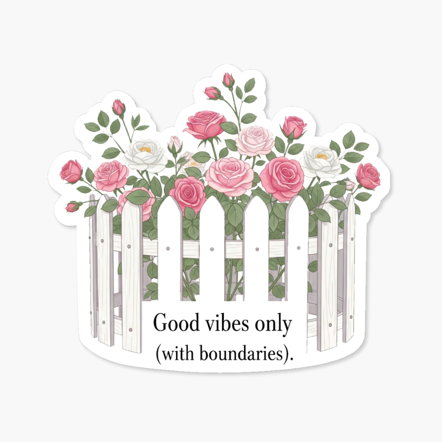 Good Vibes Only Boundaries Sticker - Aesthetic Floral Vinyl Decal