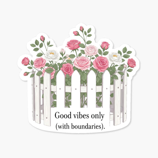 Good Vibes Only Boundaries Sticker - Aesthetic Floral Vinyl Decal