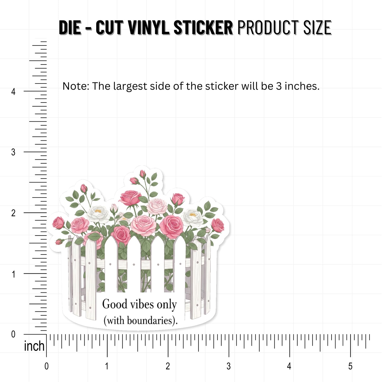 Good Vibes Only Boundaries Sticker - Aesthetic Floral Vinyl Decal