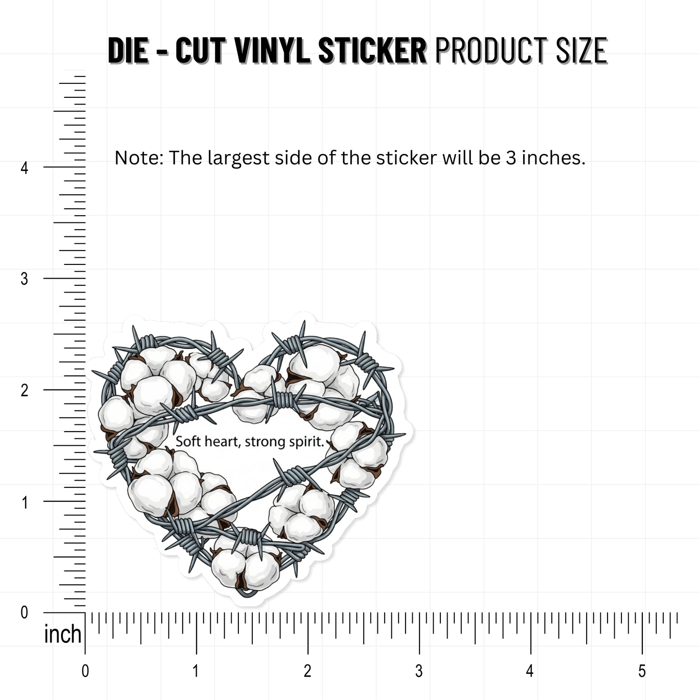 Soft Heart Strong Spirit Inspirational Heart Sticker - Soft Vinyl