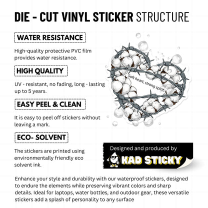 Soft Heart Strong Spirit Inspirational Heart Sticker - Soft Vinyl