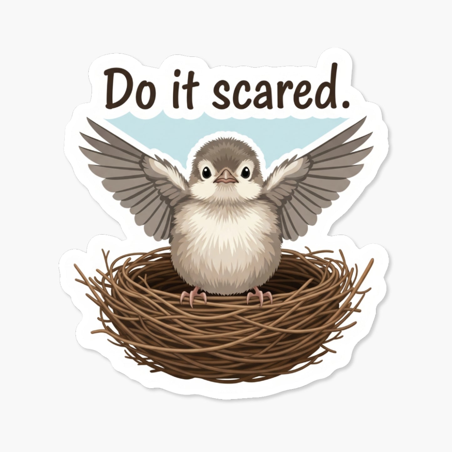 Do It Scared Inspirational Quote Sticker - Brave Bird Vinyl