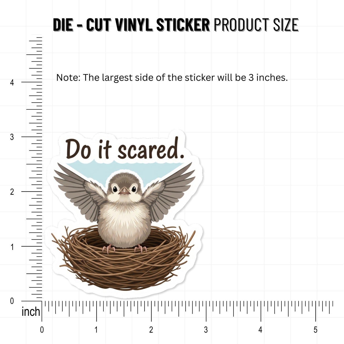 Do It Scared Inspirational Quote Sticker - Brave Bird Vinyl