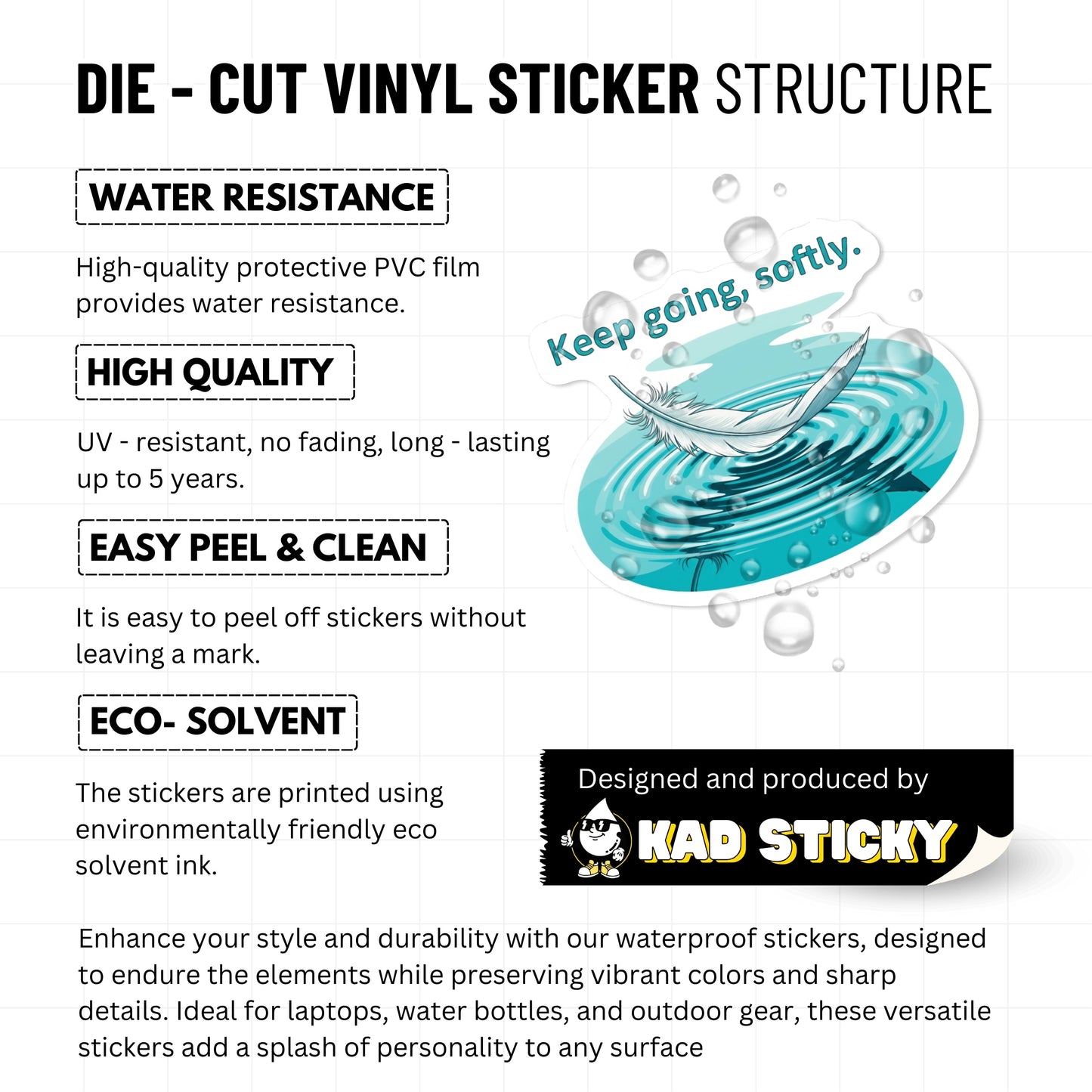 Keep Going Softly Sticker - Zen Inspirational Affirmation