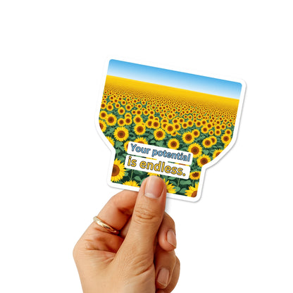 Inspirational Quote Sticker - Your Potential Is Endless Sunflower