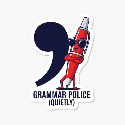 Grammar Police Sticker - Sarcastic Red Pen Design Vinyl Decal