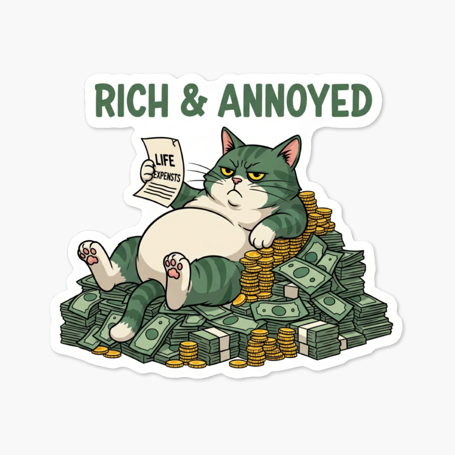 Sarcastic Cat Sticker - Rich and Annoyed Grumpy Cat Vinyl Decal
