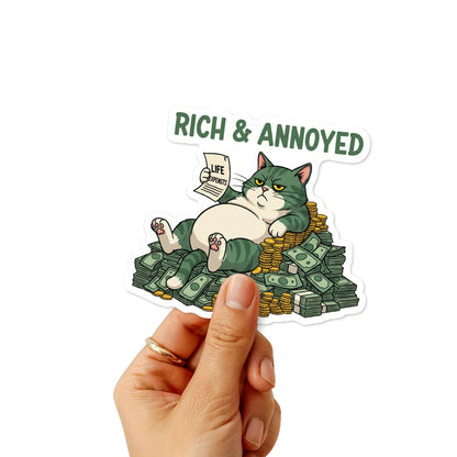 Sarcastic Cat Sticker - Rich and Annoyed Grumpy Cat Vinyl Decal