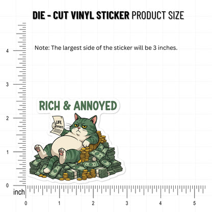 Sarcastic Cat Sticker - Rich and Annoyed Grumpy Cat Vinyl Decal