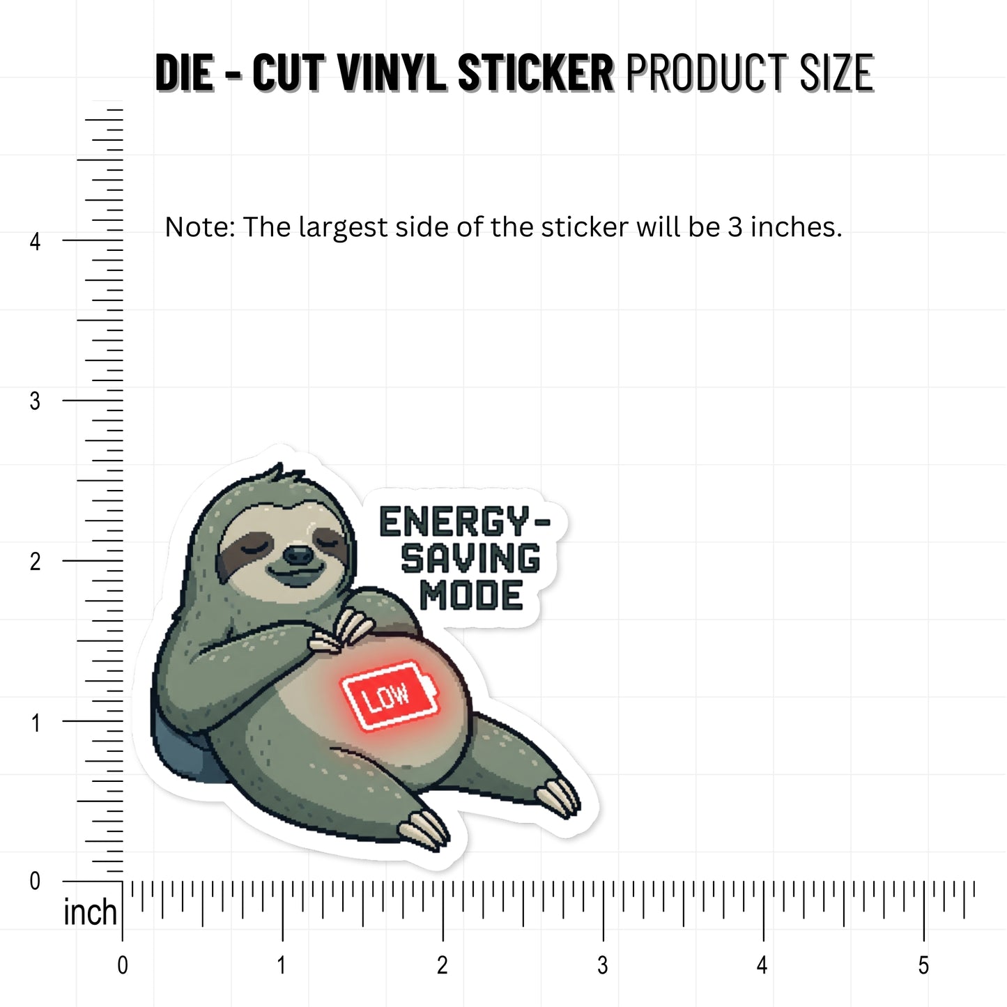 Energy Saving Mode Sarcastic Sloth Sticker - Retro Pixel Art