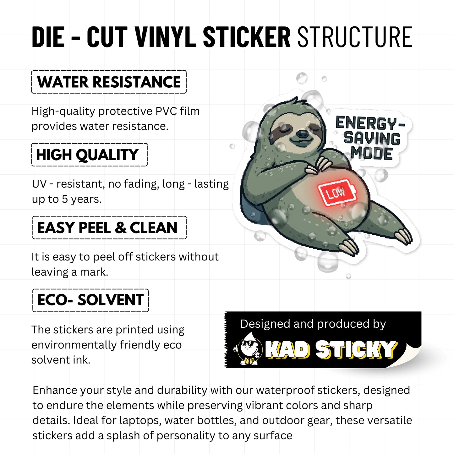 Energy Saving Mode Sarcastic Sloth Sticker - Retro Pixel Art