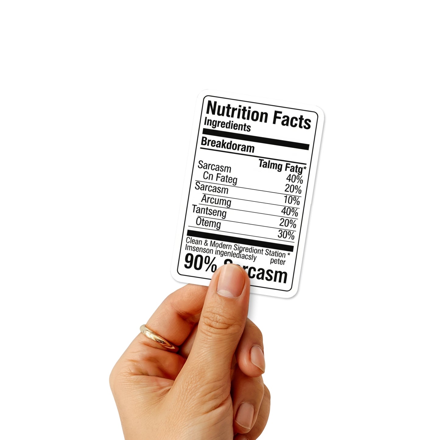 Sarcastic Vinyl Sticker - 90% Sarcasm Nutrition Facts Label