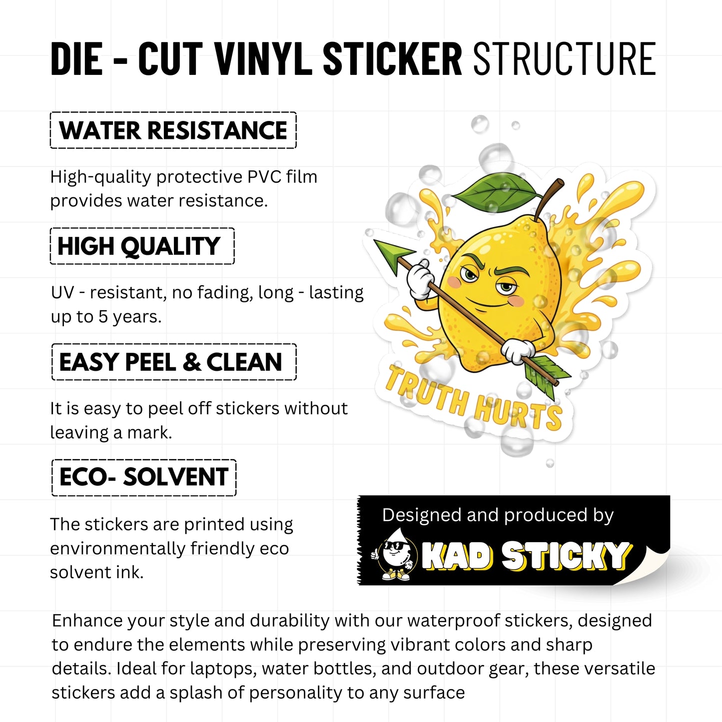 Sarcastic Lemon Sticker - Truth Hurts Witty Decal - Matte Finish