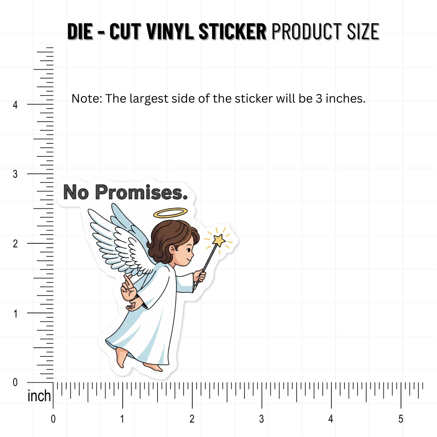 Sarcastic Angel Sticker - No Promises Funny Sassy Water Bottle Decal