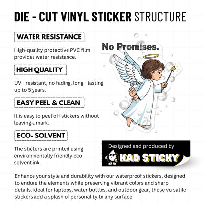Sarcastic Angel Sticker - No Promises Funny Sassy Water Bottle Decal