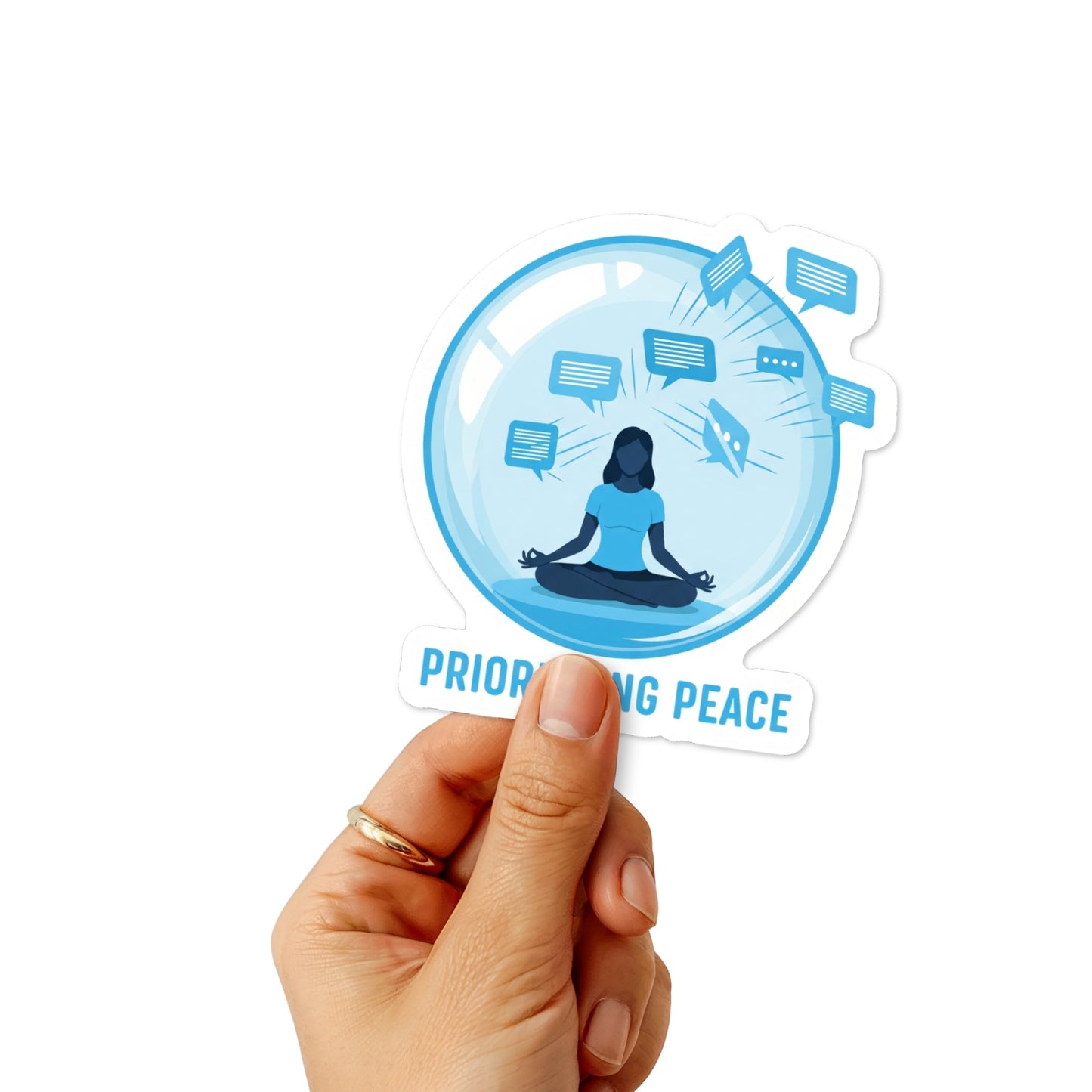 Prioritizing Peace Sarcastic Sticker - Zen Meditation Decal