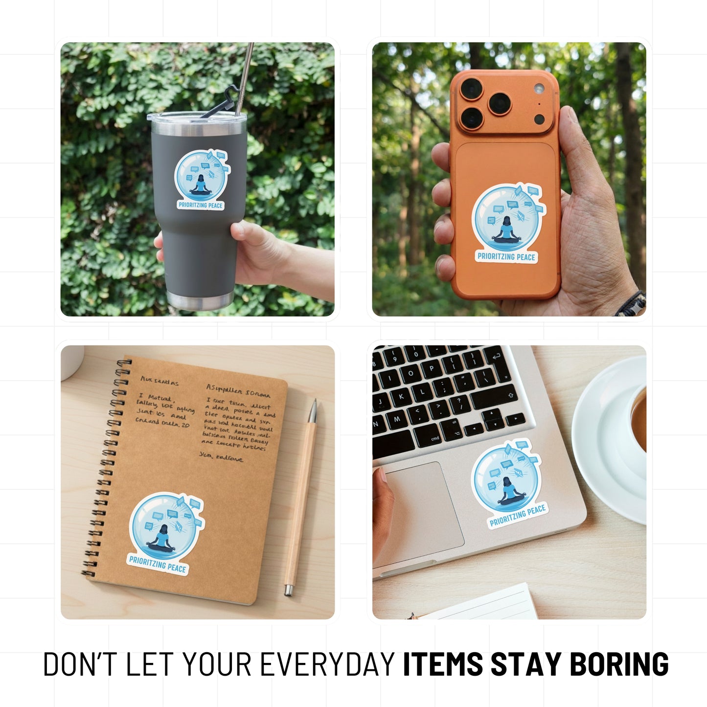 Prioritizing Peace Sarcastic Sticker - Zen Meditation Decal