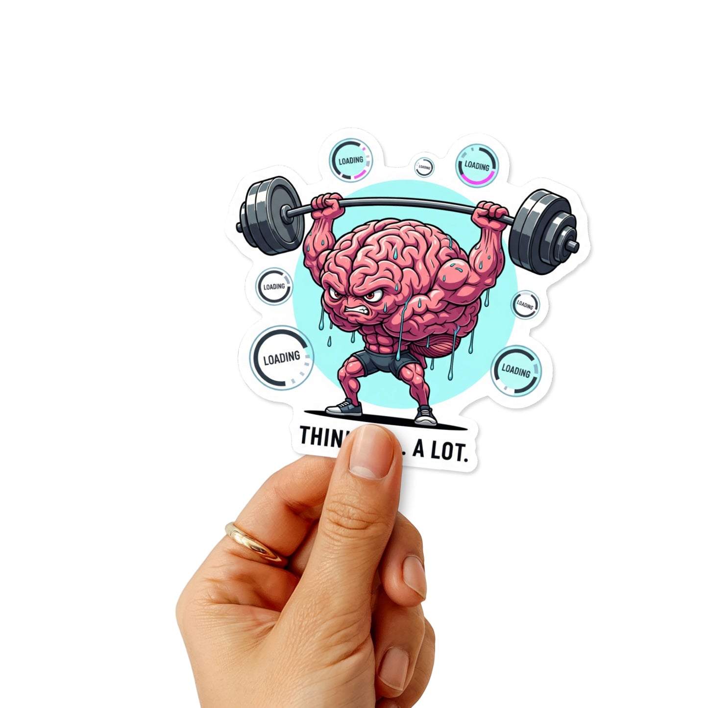 Sarcastic Brain Sticker - Thinking A Lot Funny Neon Decal
