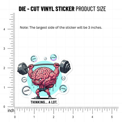 Sarcastic Brain Sticker - Thinking A Lot Funny Neon Decal