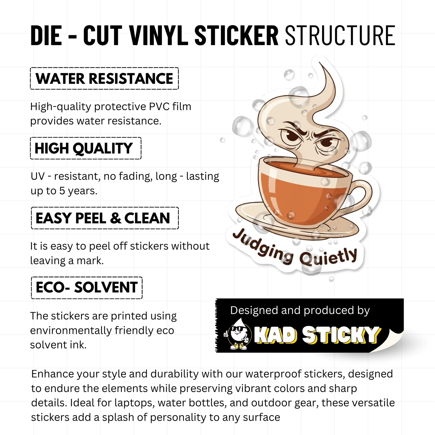 Judging Quietly Sarcastic Tea Sticker - Funny Sassy Laptop Decal