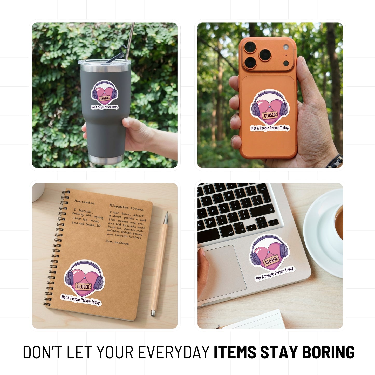 Sarcastic Quote Sticker Not A People Person Lo-Fi Heart Decal