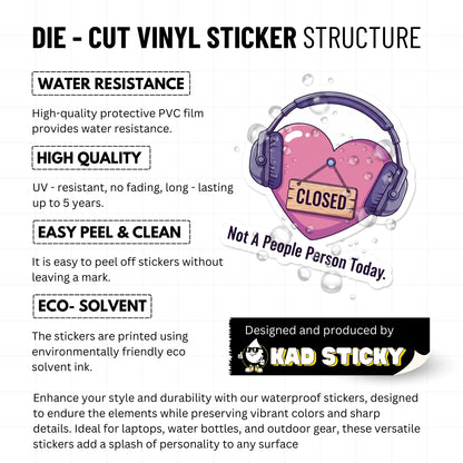 Sarcastic Quote Sticker Not A People Person Lo-Fi Heart Decal