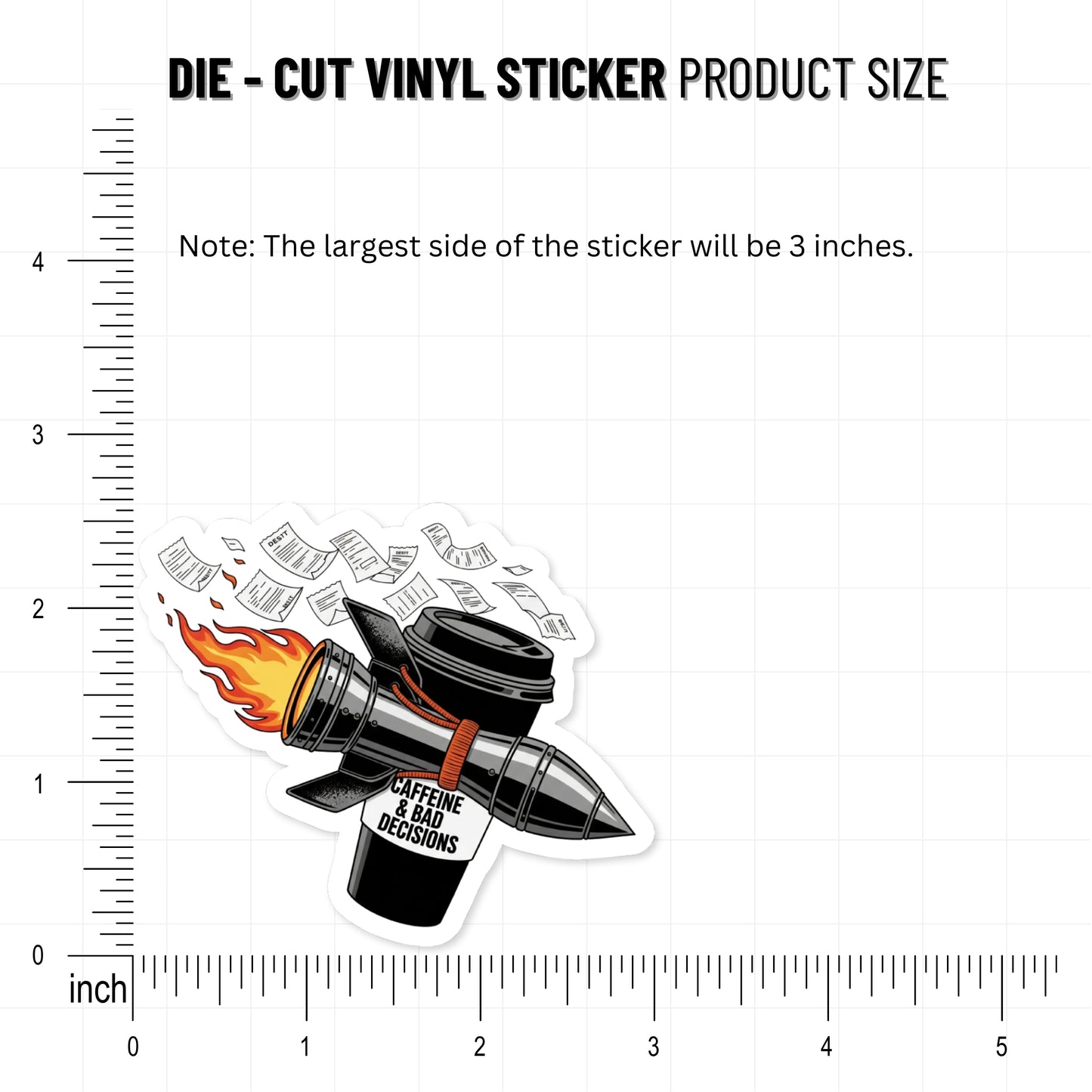 Sarcastic Coffee Sticker - Caffeine & Bad Decisions Edgy Vinyl Decal