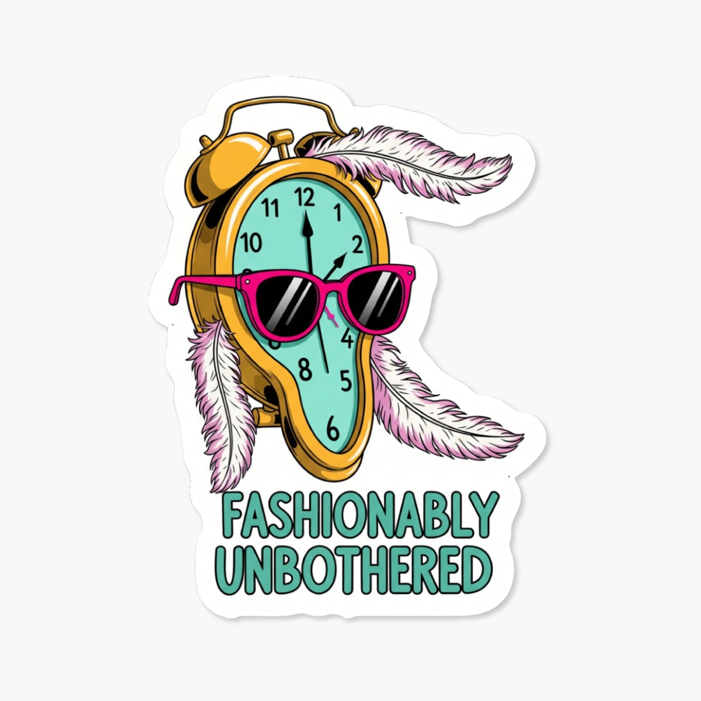 Sassy Vinyl Sticker - Fashionably Unbothered Vaporwave Clock