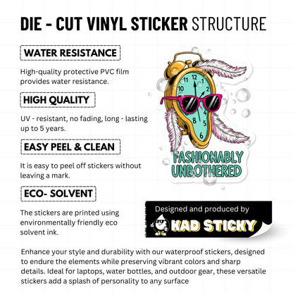 Sassy Vinyl Sticker - Fashionably Unbothered Vaporwave Clock