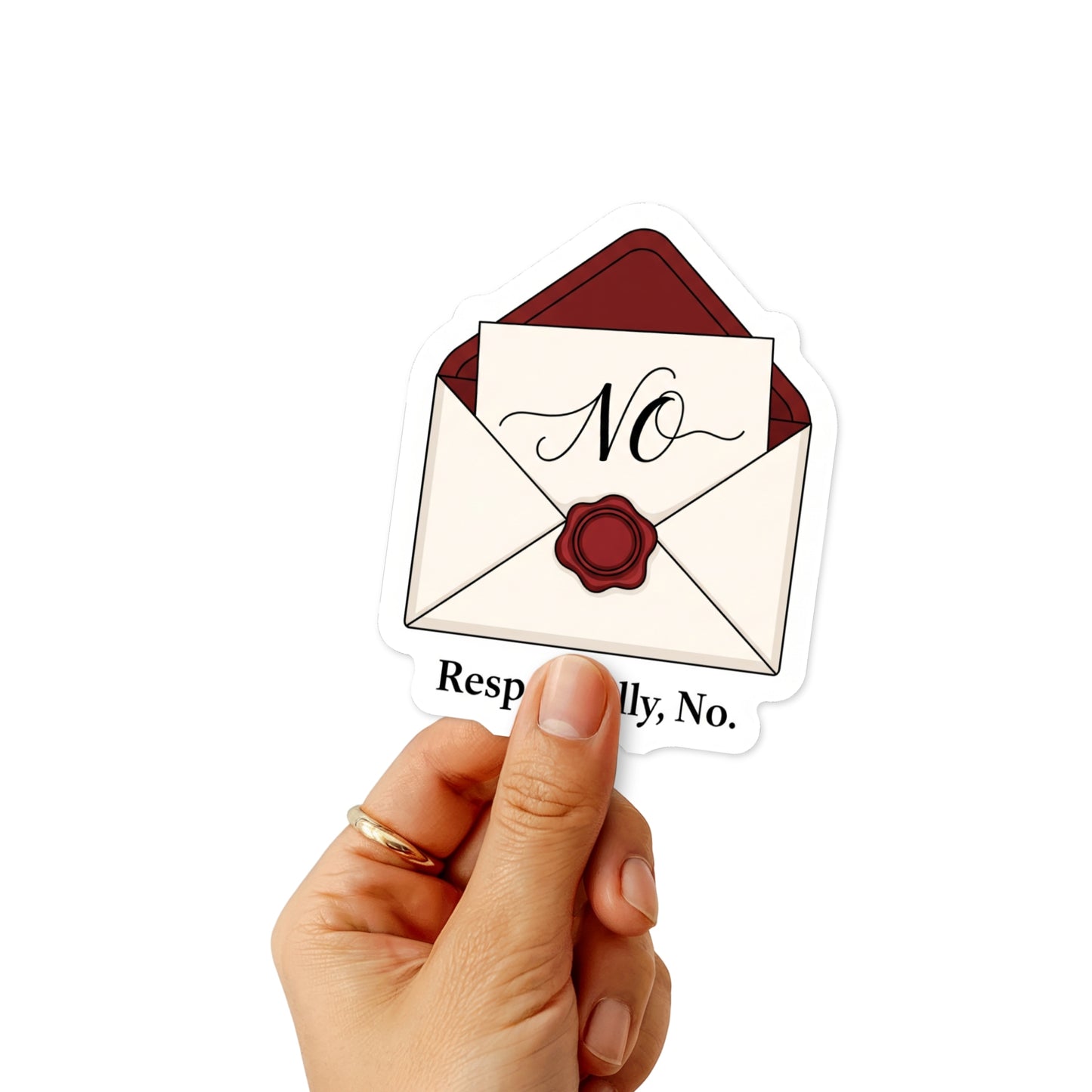 Sarcastic Vinyl Sticker - Respectfully No Elegant Wax Seal Decal