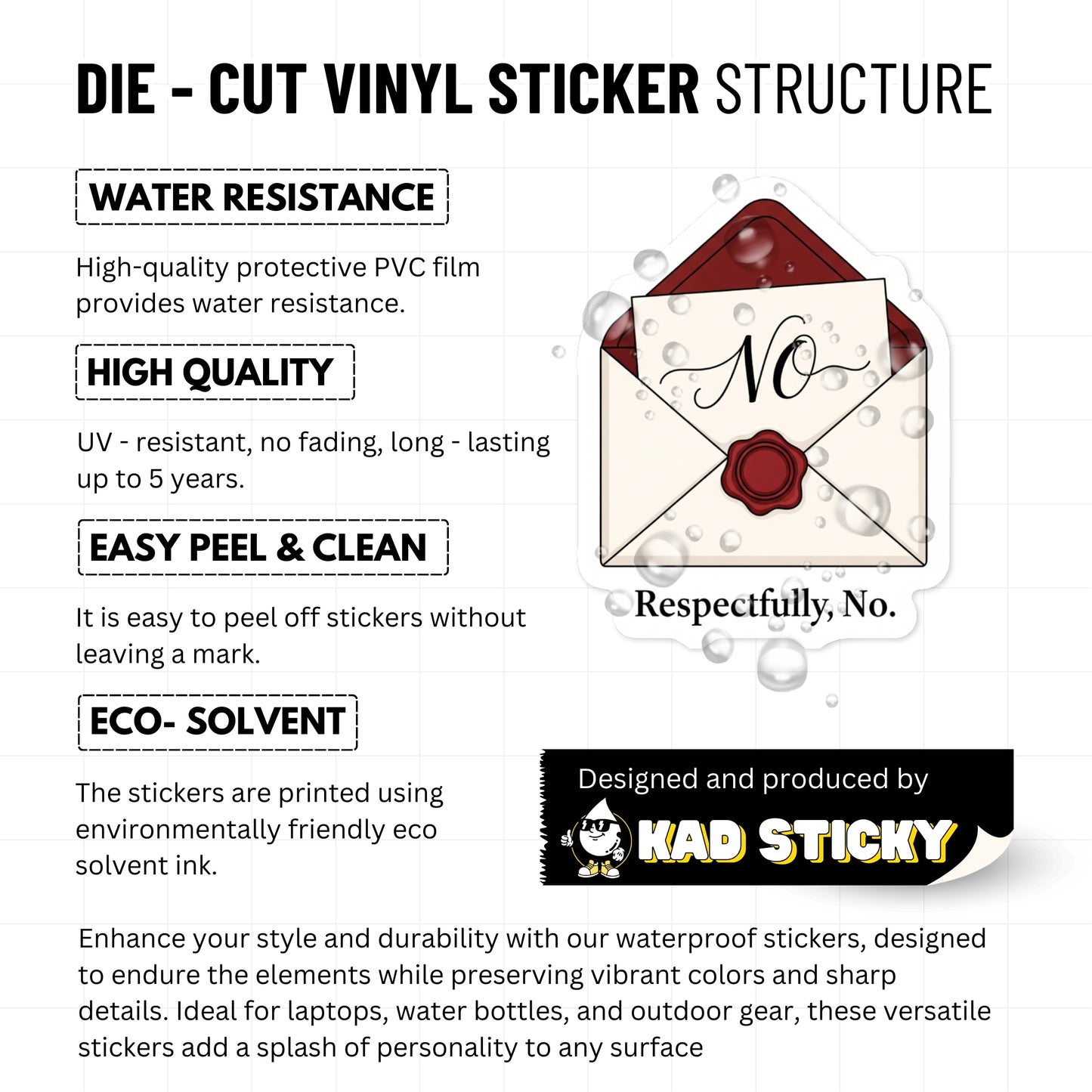Sarcastic Vinyl Sticker - Respectfully No Elegant Wax Seal Decal